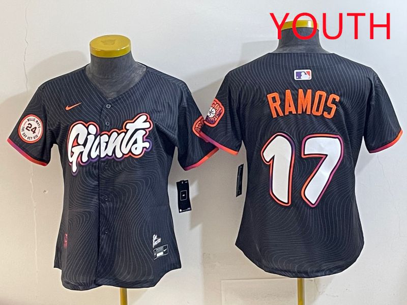 Youth San Francisco Giants 17 Ramos Black Joint Name 2025 Nike MLB Jersey style 9